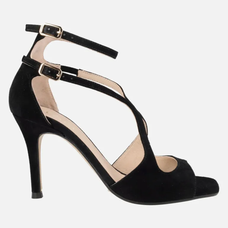 Sandalias de ante y tacón alto Sasue con doble pulsera al tobillo