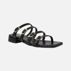 Sandalias de cuatro tiras con hebillas en print serpiente Alpe Saint Tropez
