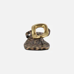 Sandalias de dedo Storm Leopardo con adorno metálico dorado