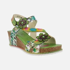 Sandalias de piel Bonito 27 en combinado verde