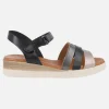 Sandalias de piel combinadas en negro y metalizados