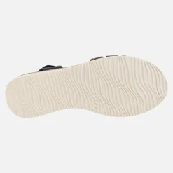 Sandalias de piel combinadas en negro y metalizados