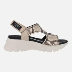 Sandalias de piel con cierre de velcro y plataforma
