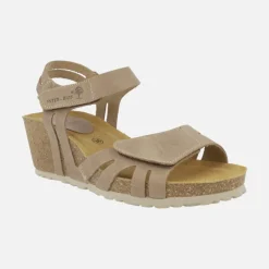 Sandalias de piel con cuña y cierre de velcros