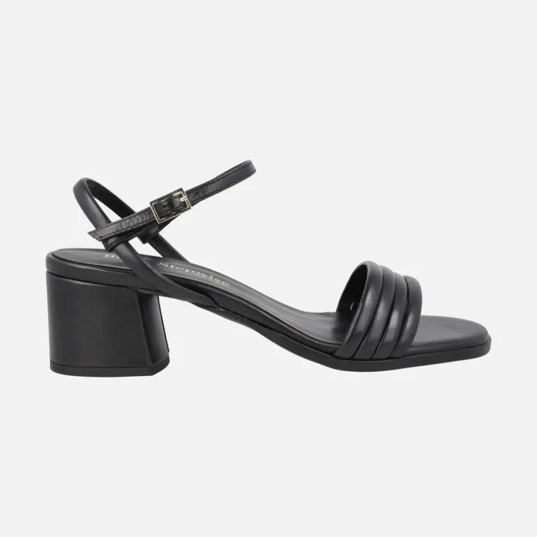 Sandalias de piel con cuatro tiras delanteras y pulsera al tobillo