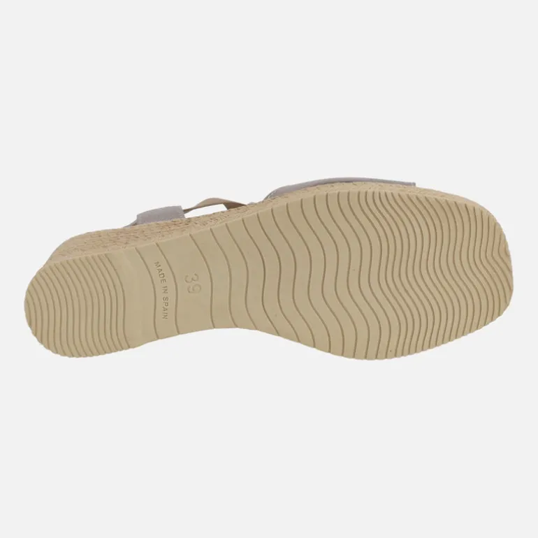 Sandalias de piel con elásticos laterales y cuña media