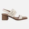 Sandalias de piel con hebilla decorativa y cierre de velcro