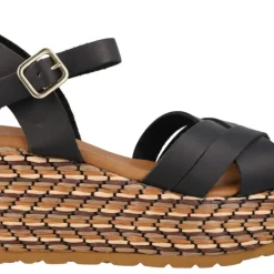 Sandalias de piel con platafoma de rafia Tiziana