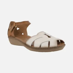 Sandalias de piel con puntera abierta y pulsera al tobillo