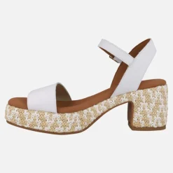 Sandalias de piel con tacón y plataforma de rafia Beliche Bombay
