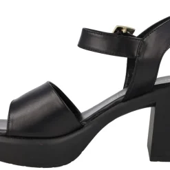 Sandalias de piel con tacón ancho y plataforma