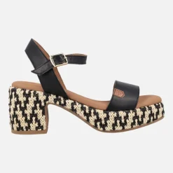 Sandalias de piel con tacón y plataforma de rafia Beliche Bombay