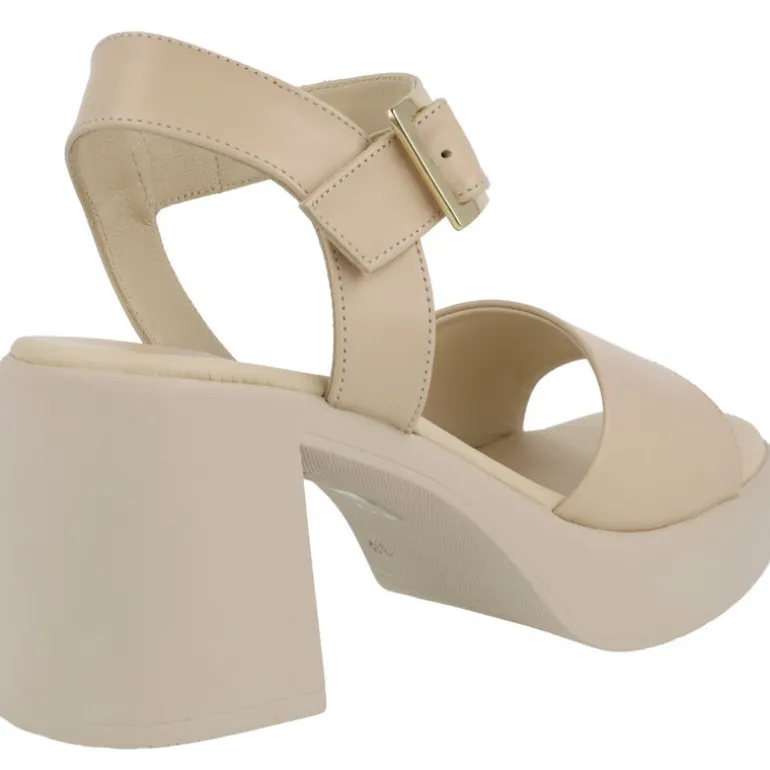 Sandalias de piel con tacón ancho y plataforma