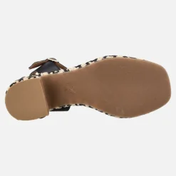 Sandalias de piel con tacón y plataforma de rafia Beliche Bombay