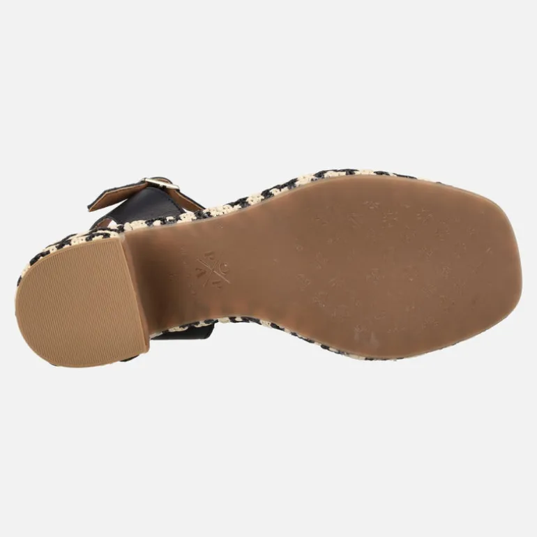 Sandalias de piel con tacón y plataforma de rafia Beliche Bombay