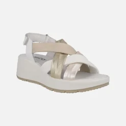 Sandalias de piel con tiras combinadas y cierre de velcro