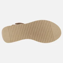 Sandalias de piel con tiras cruzadas y pulsera de velcro al tobillo