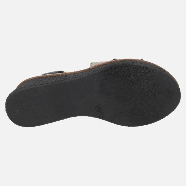 Sandalias de piel con tiras elásticas y cuña