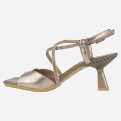 Sandalias de piel con tiras cruzadas de strass