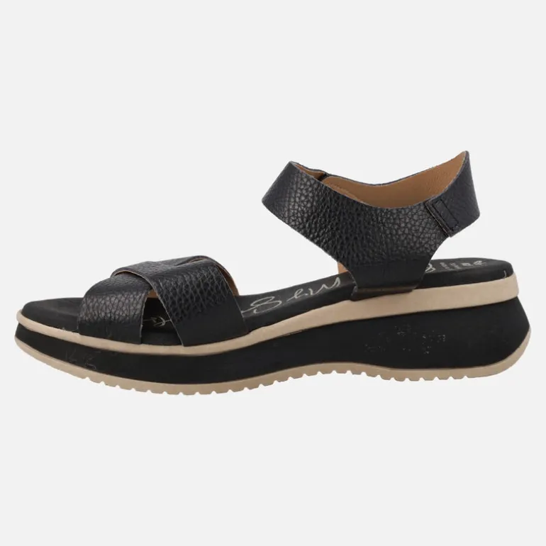 Sandalias de piel con tiras cruzadas y pulsera de velcro al tobillo