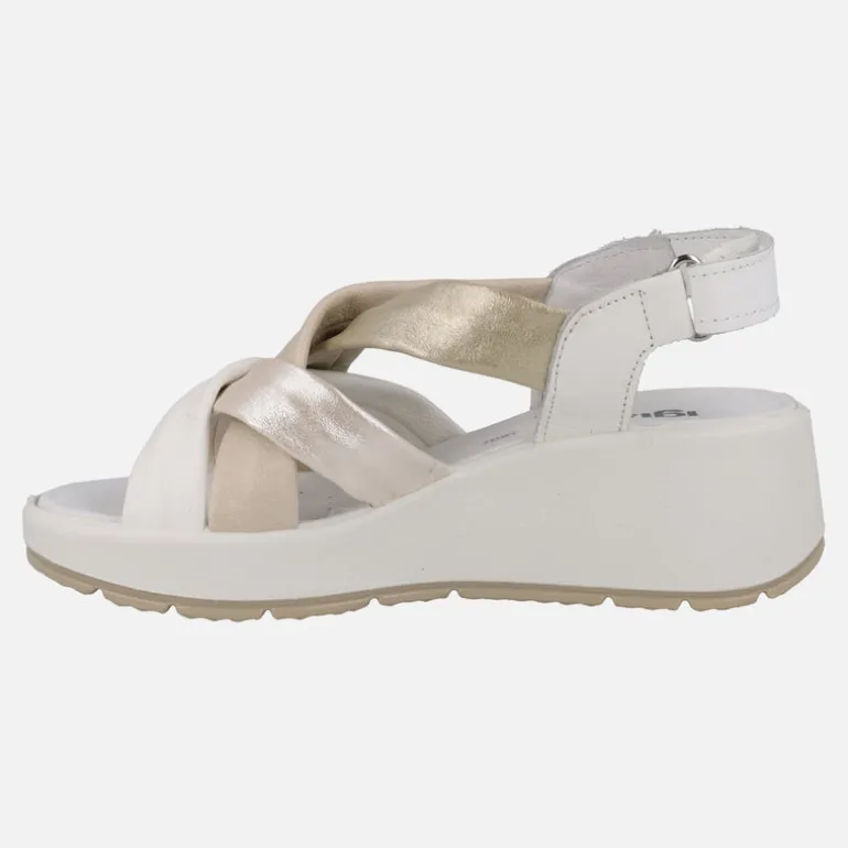Sandalias de piel con tiras combinadas y cierre de velcro