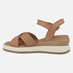 Sandalias de piel con tiras trenzadas y pulsera al tobillo