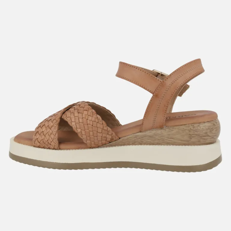 Sandalias de piel con tiras trenzadas y pulsera al tobillo