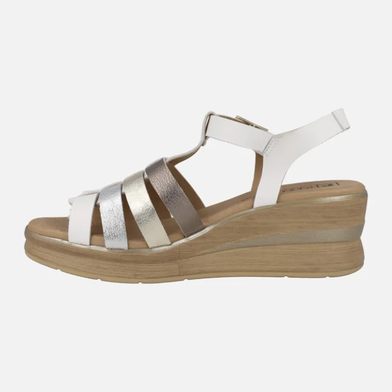 Sandalias de piel con tiras combinadas y plataforma