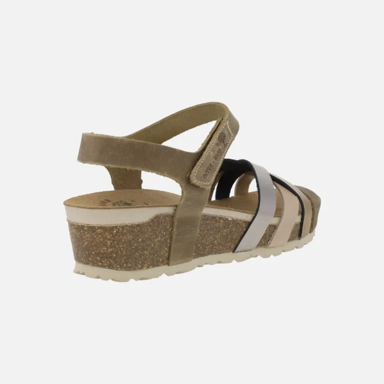 Sandalias de piel con tiras combinadas y cierre de velcro