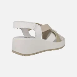 Sandalias de piel con tiras combinadas y cierre de velcro