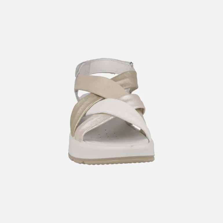 Sandalias de piel con tiras combinadas y cierre de velcro