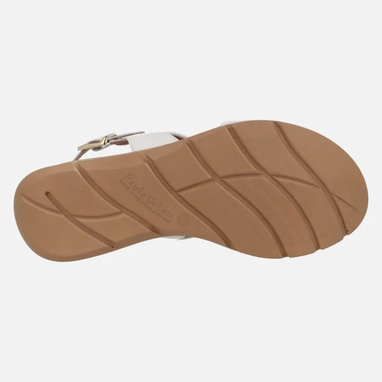 Sandalias de piel con tiras entrelazadas y cierre de hebilla