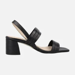 SANDALIAS DE PIEL CON TIRAS Y TACÓN ancho