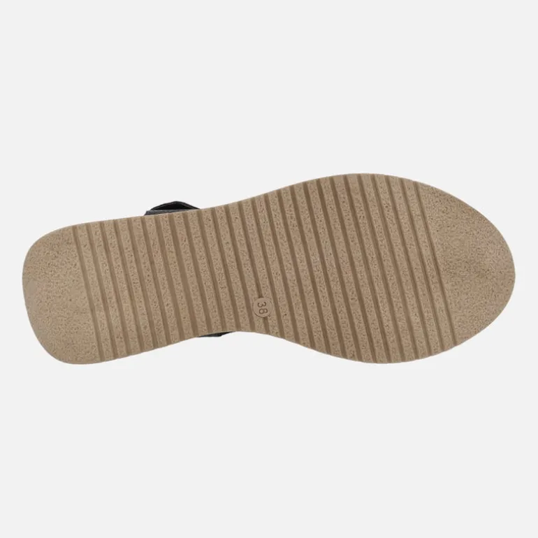 Sandalias de piel con tiras cruzadas y pulsera de velcro al tobillo