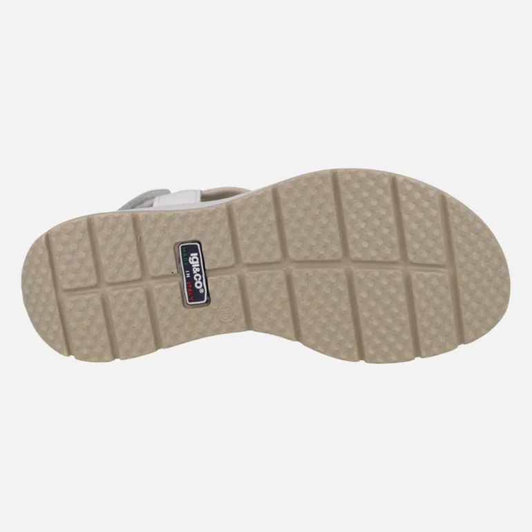 Sandalias de piel con tiras combinadas y cierre de velcro