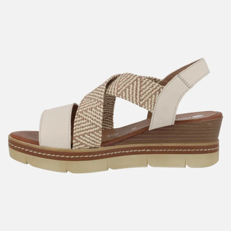 Sandalias de piel con tiras cruzadas en acabado rafia