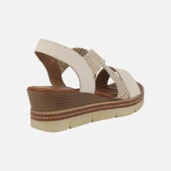 Sandalias de piel con tiras cruzadas en acabado rafia