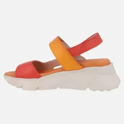 Sandalias de piel en combinado multicolor con piso volúmen