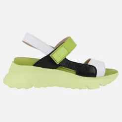 Sandalias de piel en combinado multicolor con piso volúmen