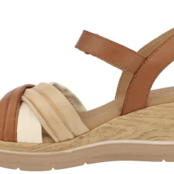Sandalias de piel en combinado de color con cierre de velcro