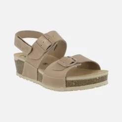 Sandalias de piel engrasadas con hebillas y velcro