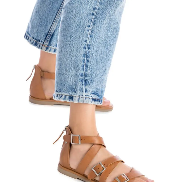 Sandalias de piel estilo romanas con hebillas para mujer