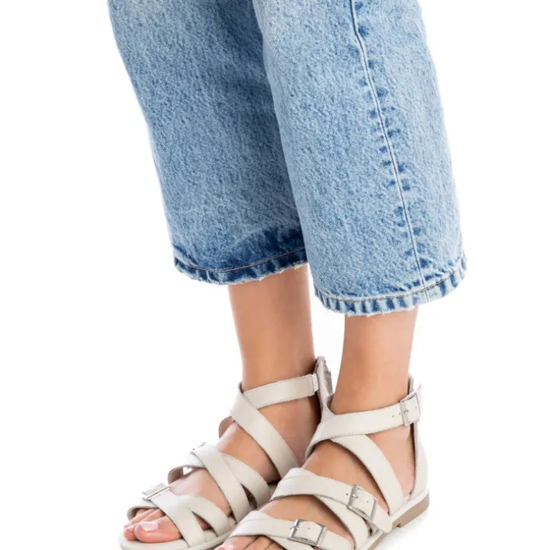 Sandalias de piel estilo romanas con hebillas para mujer