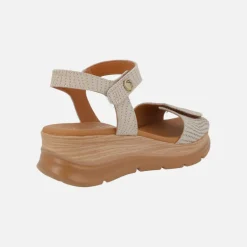 Sandalias de piel grabada efecto trenzado con cierres de velcro