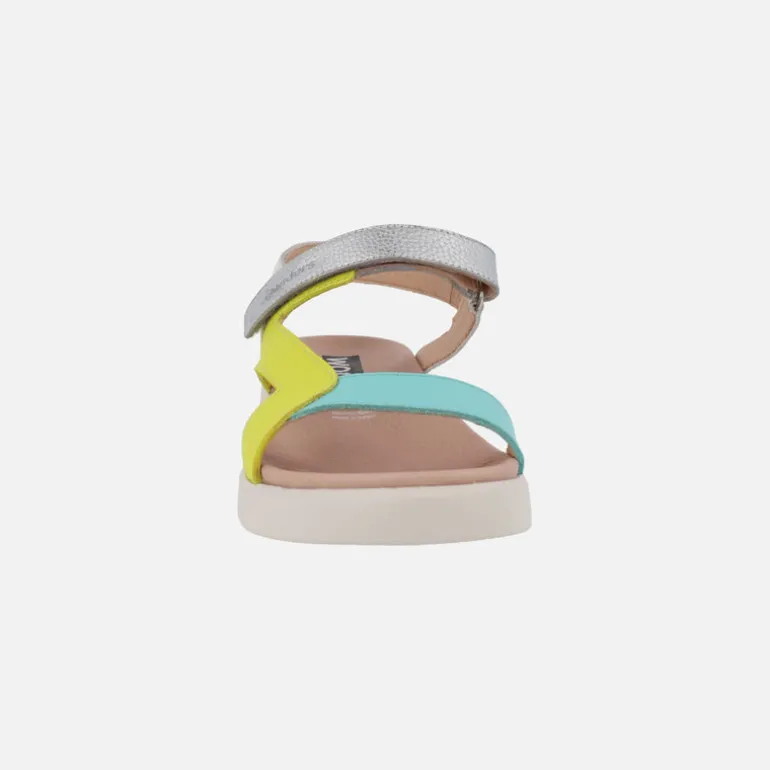 Sandalias de piel HALI en combinado multicolor con cierre de velcro