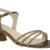 Sandalias de piel metalizadas Taimi con triple tira de strass