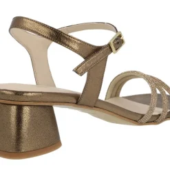 Sandalias de piel metalizadas Taimi con triple tira de strass
