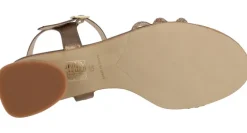 Sandalias de piel metalizadas Taimi con triple tira de strass