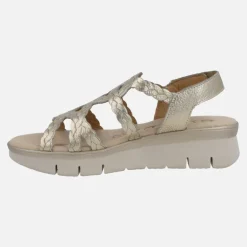 Sandalias de piel metalizadas efecto trenzado con cierre de velcro
