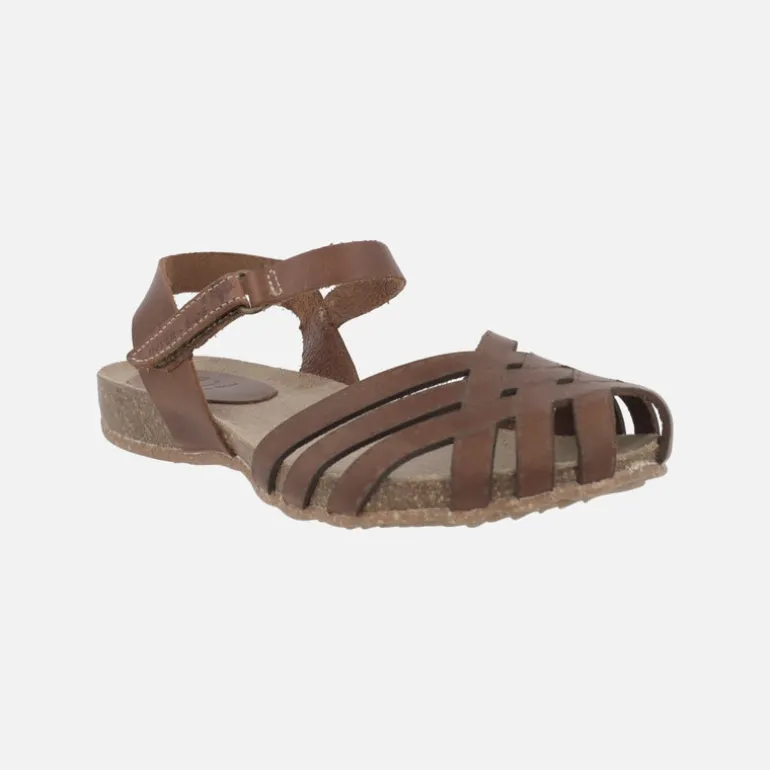 Sandalias de piel semi abiertas con cierre de velcro